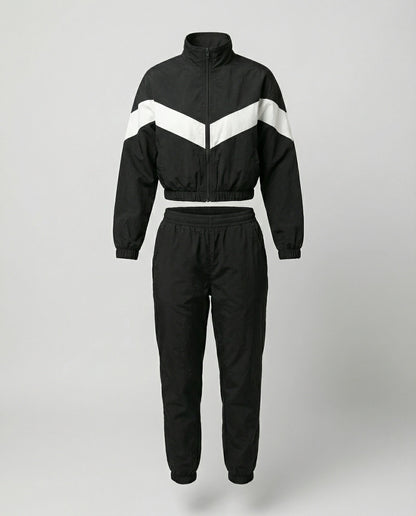 Damen Sportset Langarm Oberteil mit Hoher Kragen