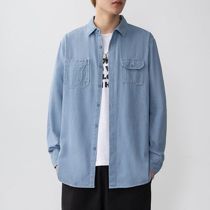 Herren Jeanshemd Lässig mit Klappentaschen Modern