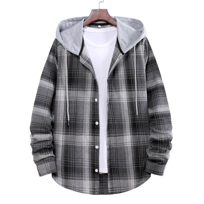 Herren Flanellhemdjacke Hood Karomuster Modern