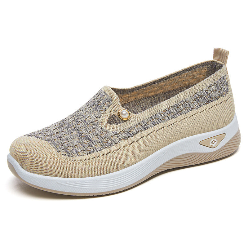 Damen Slip-On Schuhe Bequem atmungsaktiv Strickoptik