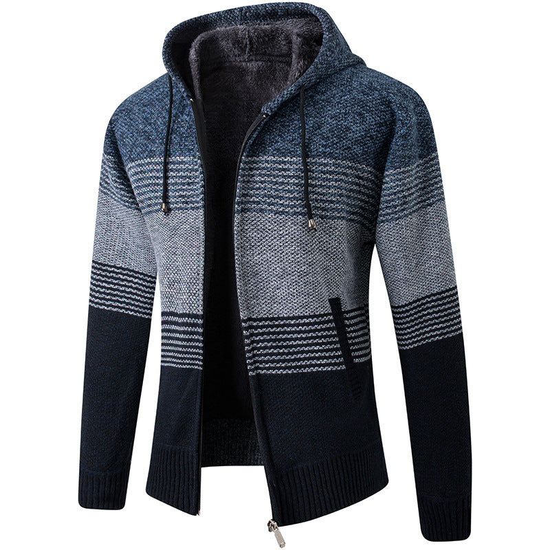 Herren Strickjacke mit Kapuze und Taschen Modern Sportlich