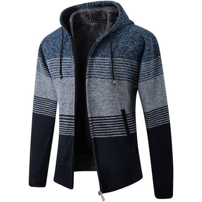 Herren Strickjacke mit Kapuze und Taschen Modern Sportlich