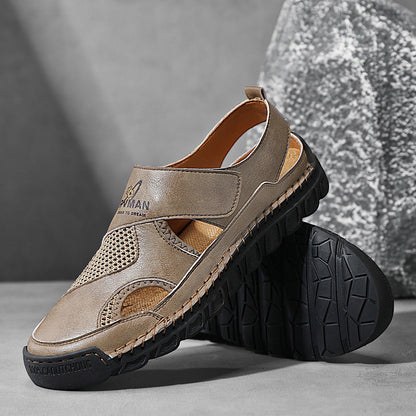 Damen Leder-Sandalen Atmungsaktiv Klettverschluss Verstellbar Sommer - BerlinGlamour