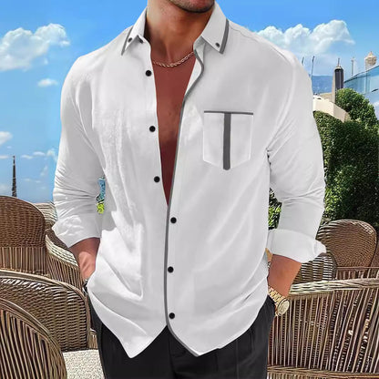 Herren Langarmhemd Modern Kontrast Details Slim Fit - BerlinGlamour