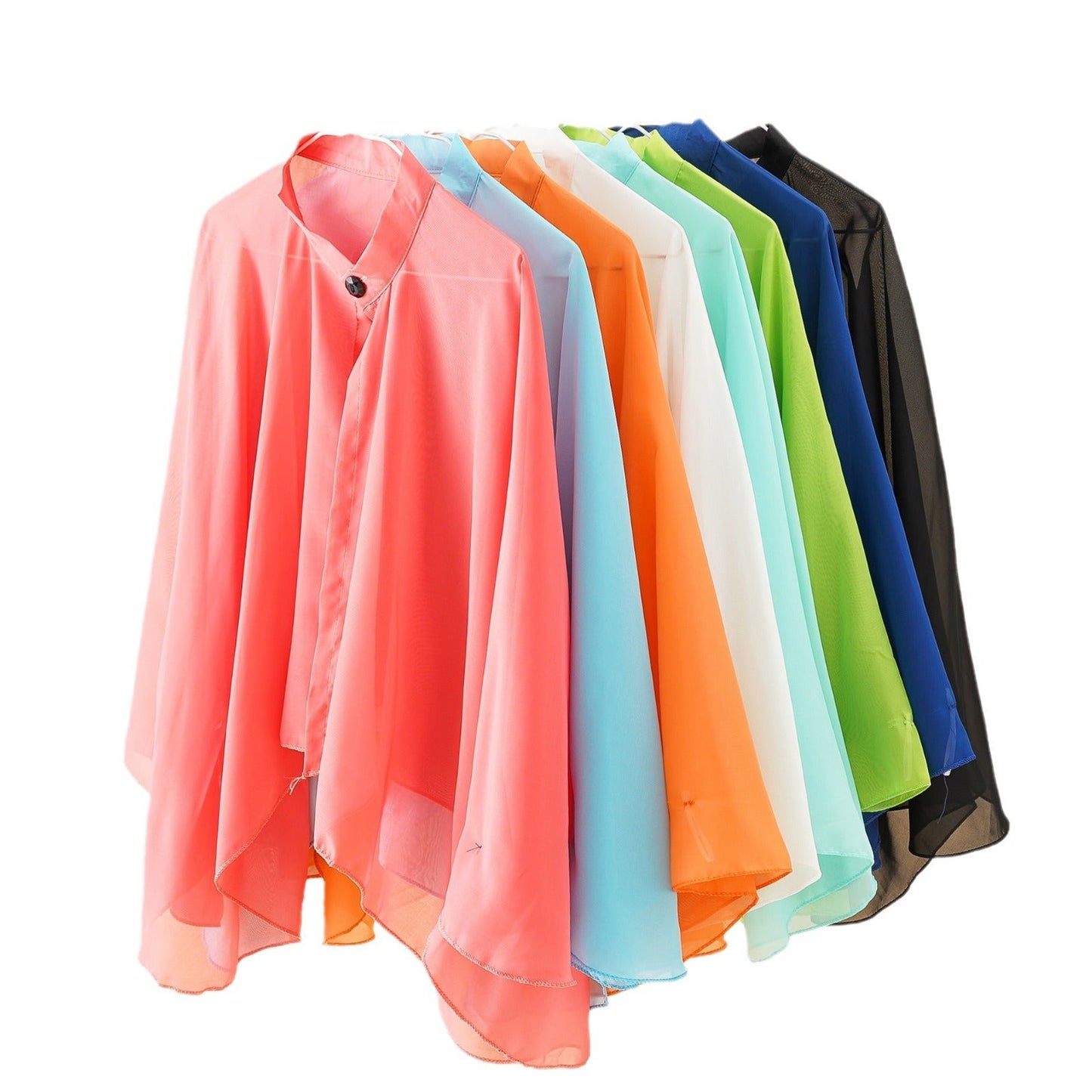 Damen Kimono Chiffon Leicht mit Weiten Ärmeln Sommer