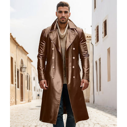 Herren Trenchcoat Übergroß Eleganter Langmantel Wasserabweisend