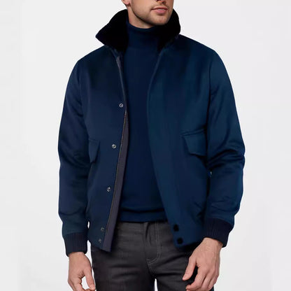 Herren Übergangsjacke Mit Weichem Kragen und Taschen