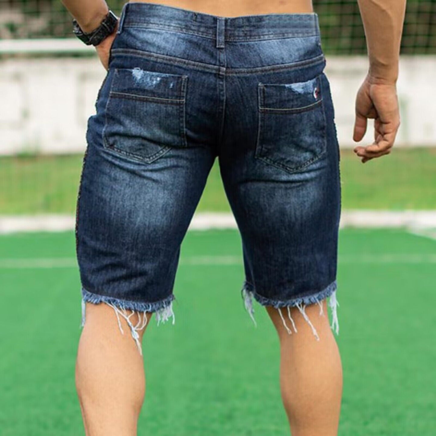 Herren Shorts Destroyed Jeans Ripped Shorts Franser Saum