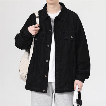 Herren Denimjacke Oversized Lässig mit Brusttaschen