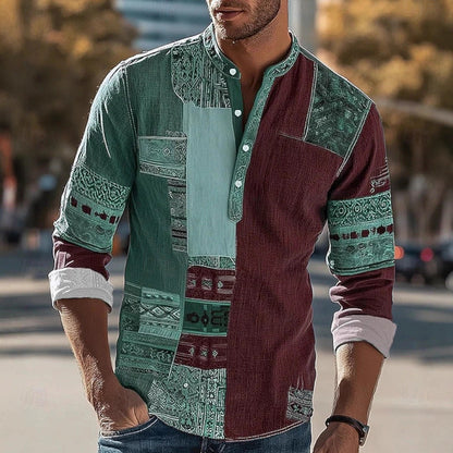 Herren Hemd Modern Patchwork Style Einzigartig