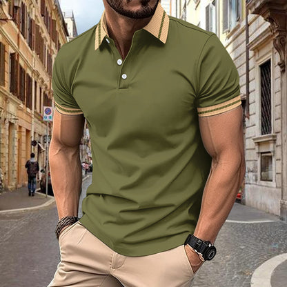 Herren Polo Shirt Sportlich Kontrastkragen Modern