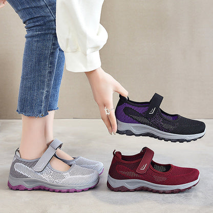 Damen Sportschuhe Atmungsaktiv Slip-On mit Klettverschluss