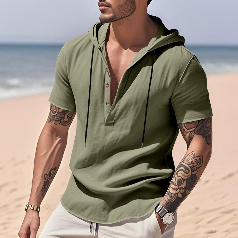 Herren Hemd mit Kapuze Kurzarm Relaxed Style