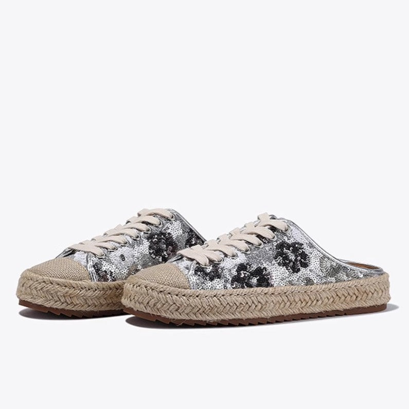 Damen Espadrilles Jute Sohle Glitzer Pailletten Sommer Mode