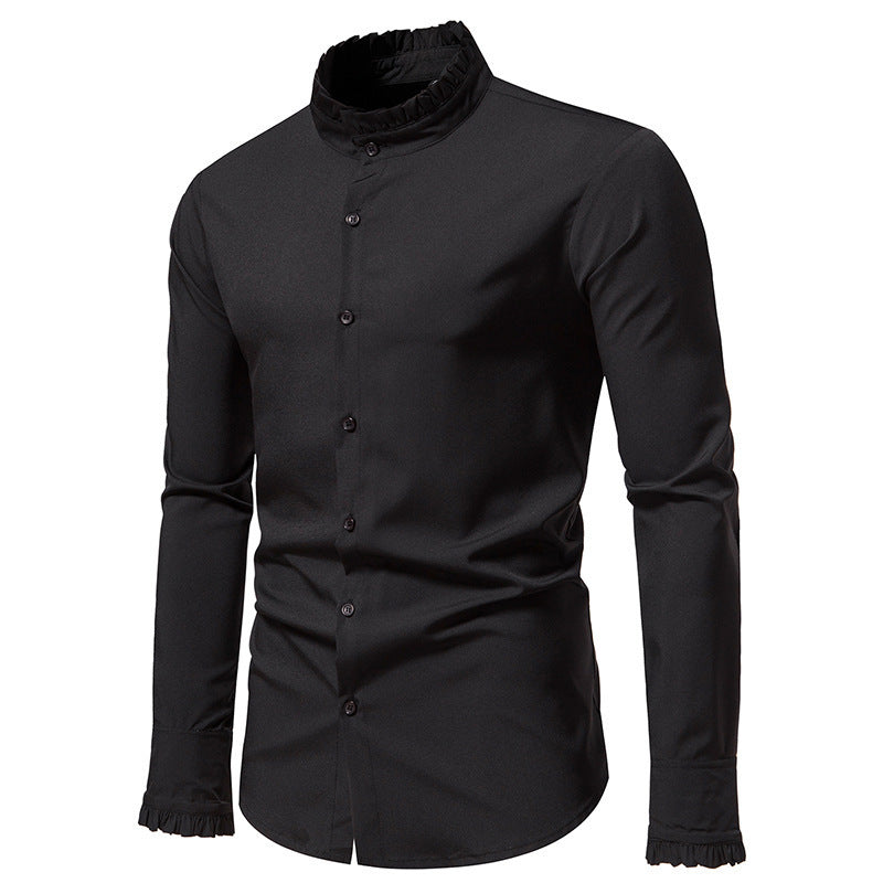Herren Hemd Langarm Elegantes Rüschenhemd Modern