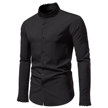 Herren Hemd Langarm Elegantes Rüschenhemd Modern
