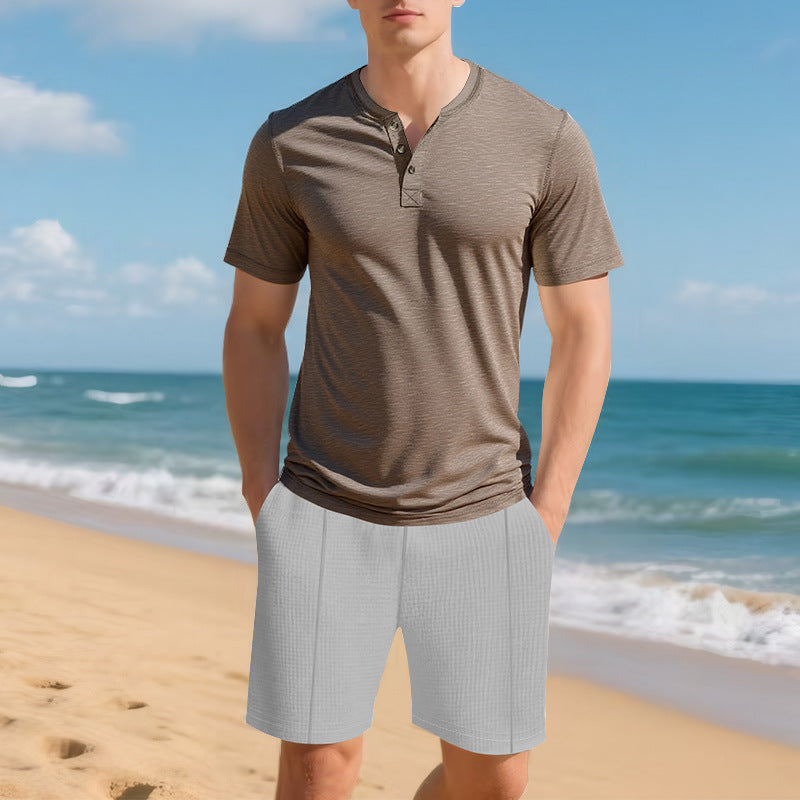 Herren Kurzarmhemd Knopfleiste Modern Slim Fit