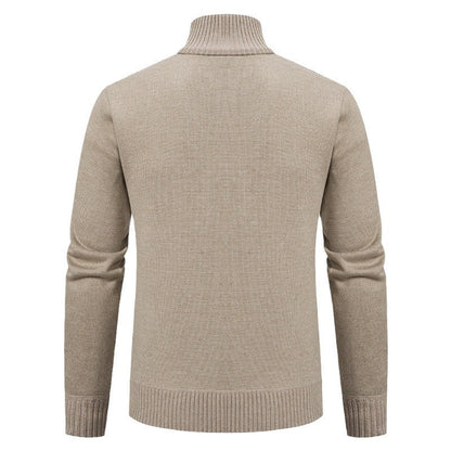 Herren Strickjacke Modern Zopfmuster Stehkragen Schwarz