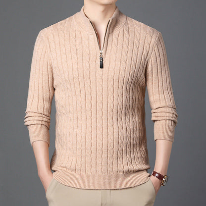 Strickpullover Herren Modern mit Reißverschluss und Struktur Details