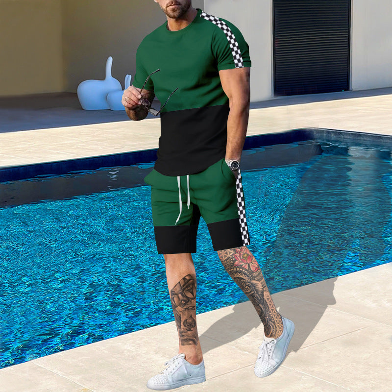 Herren Sportset Kurzarm Kontrastfarben Modern