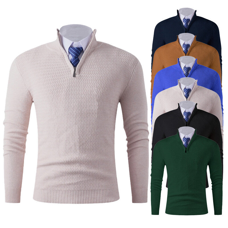 Herren Pullover Strick Modern Stehkragen - BerlinGlamour