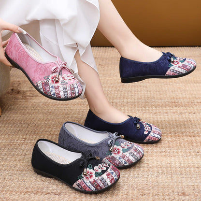 Damen Ballerinas Handbestickt Traditionell Heidi Stil