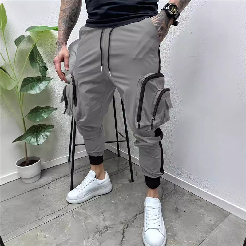 Herren Cargo-Hose mit Reißverschlusstaschen Elastischer Bund