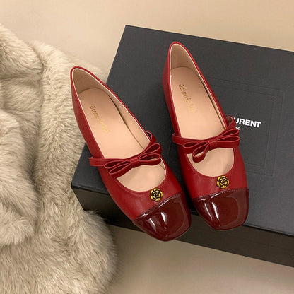 Damen Ballerinas Elegante Schleifen Schuhe Glanz