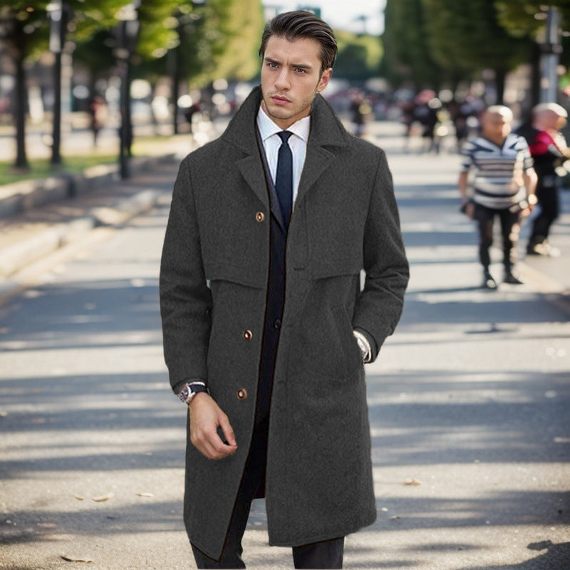 Herren Wollmantel Elegante Optik Doppelknopf Modern