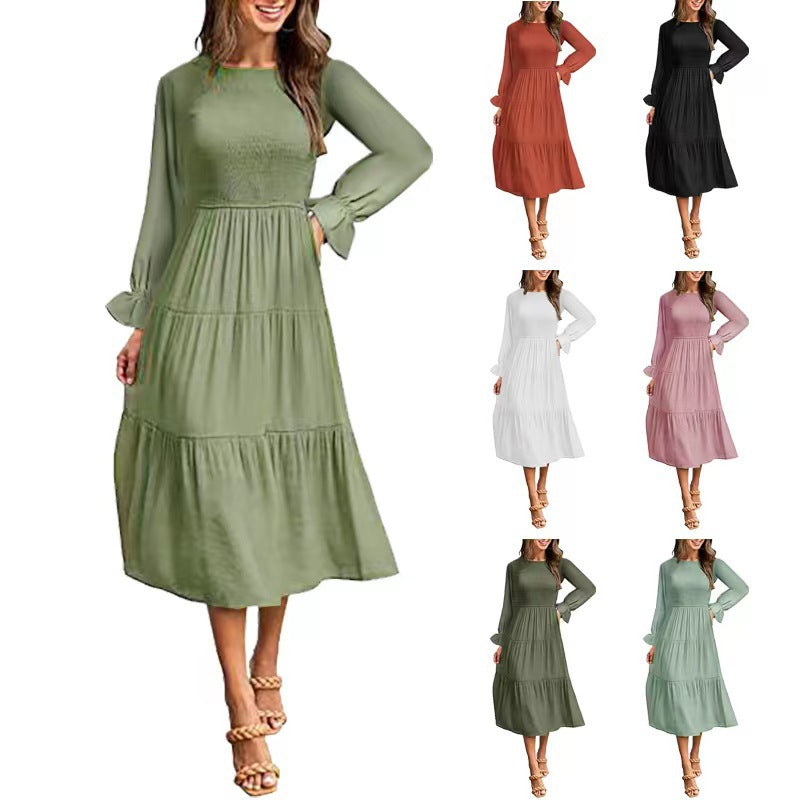Elegantes Maxikleid Rüschen Damenkleid Lang - BerlinGlamour