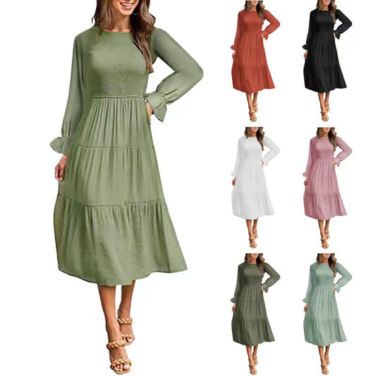 Elegantes Maxikleid Rüschen Damenkleid Lang - BerlinGlamour