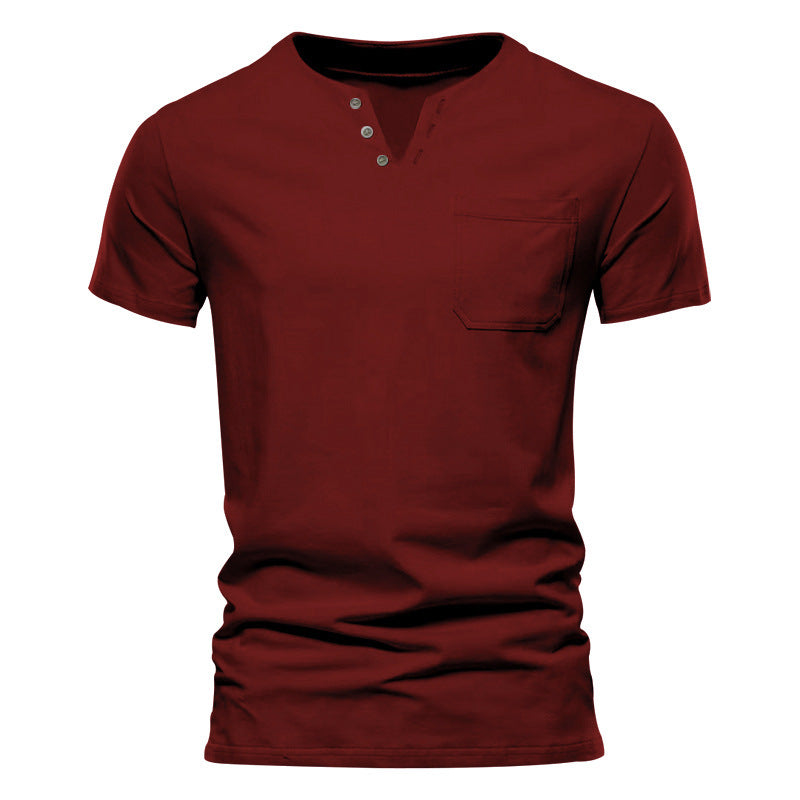 Herren Kurzarmshirt Modern mit Knopfleiste und Brusttasche