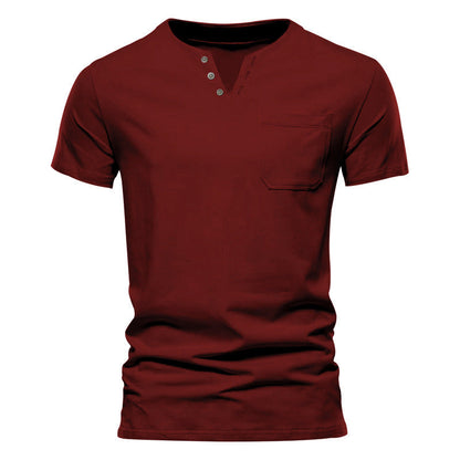 Herren Kurzarmshirt Modern mit Knopfleiste und Brusttasche