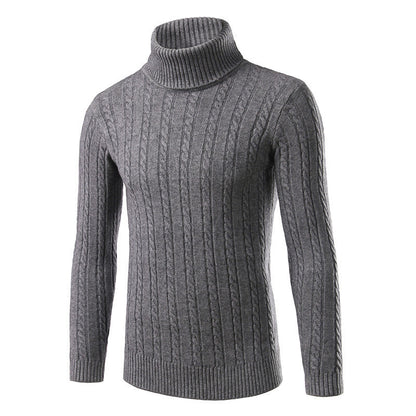 Herren Rollkragenpullover Zopfmuster Eleganz Schwarz