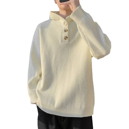 Herren Strickpullover Kapuzenpullover Knopfleiste Modern