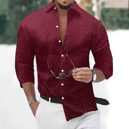 Herren Langarmhemd Modern mit Punktemuster Trendy