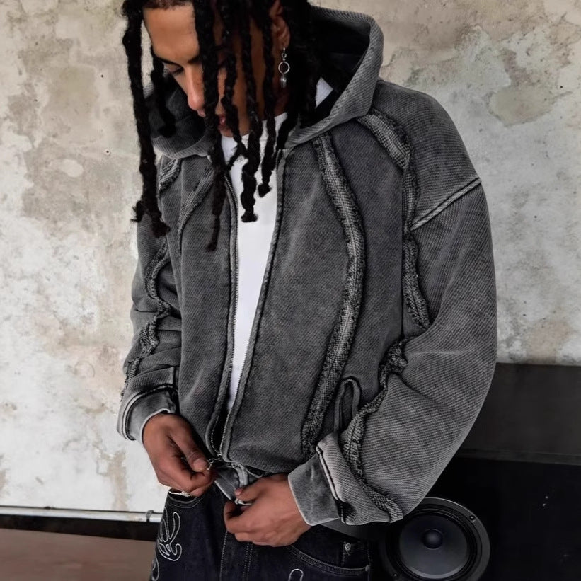 Herren Kapuzenpullover Strukturoptik Stadtlook Modern - BerlinGlamour