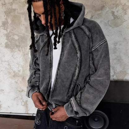 Herren Kapuzenpullover Strukturoptik Stadtlook Modern - BerlinGlamour