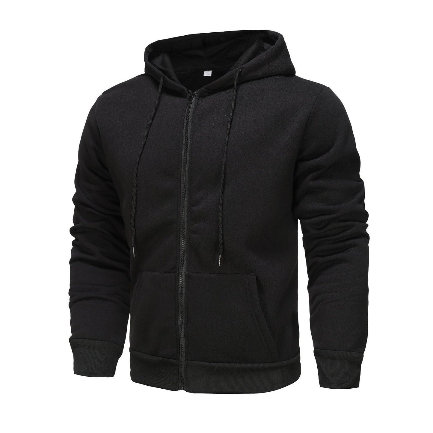 Herren Hoodie Zip mit Kontrastfarbe und Kängurutasche Sportlich