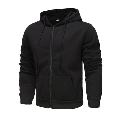 Herren Hoodie Zip mit Kontrastfarbe und Kängurutasche Sportlich