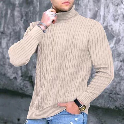 Herren Strickpullover Modern Rippmuster Hochkragen