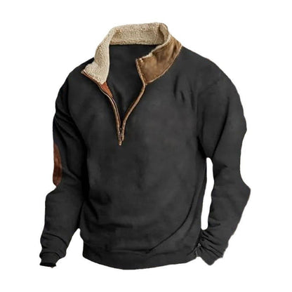 Herren Fleece-Pullover Sportlich Modern Stehkragen