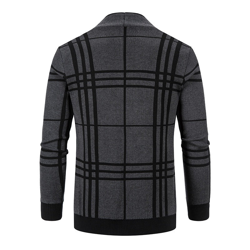 Herren Strickjacke Karomuster Modern mit Reißverschluss