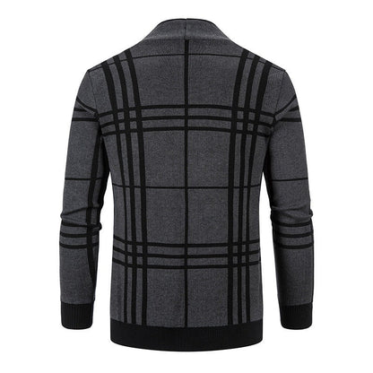 Herren Strickjacke Karomuster Modern mit Reißverschluss