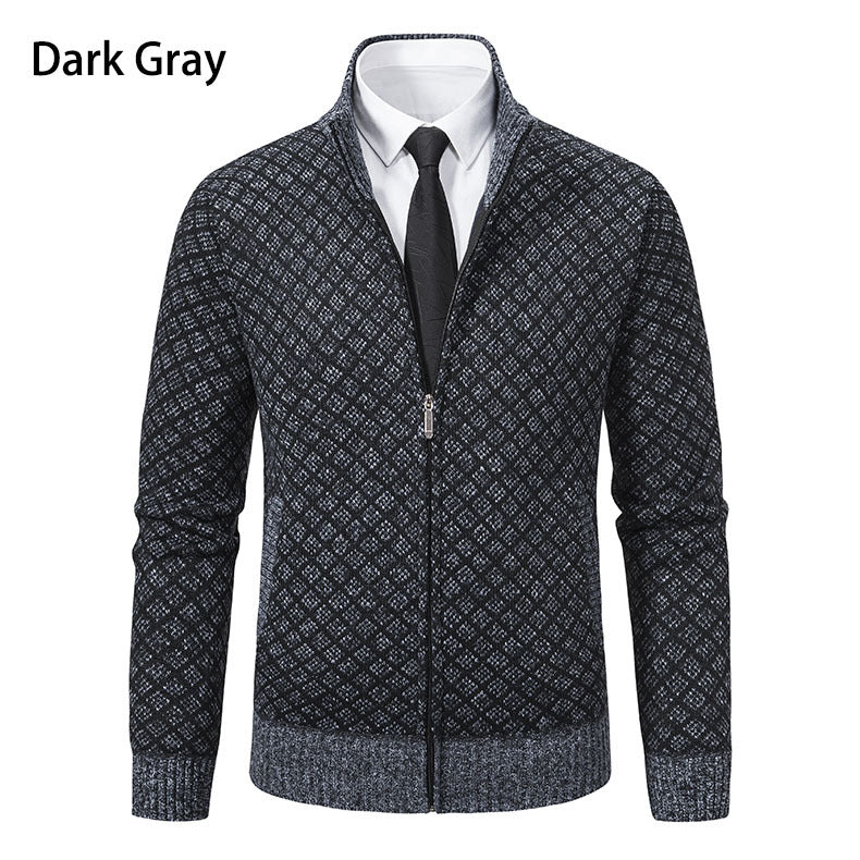 Herren Strickjacke Modern Grafik Design Zipper