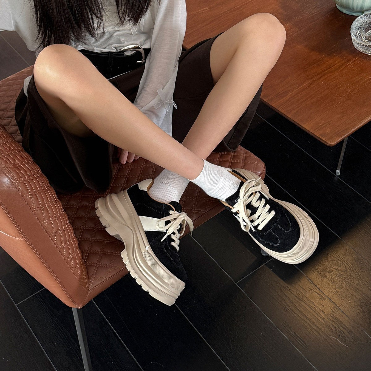 Damen Sneaker Chunky Wildleder Rutschfest Schuhe