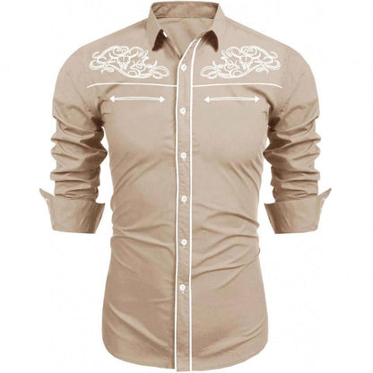 Herren Westernhemd Stickerei Modern Cowboy Stil - BerlinGlamour
