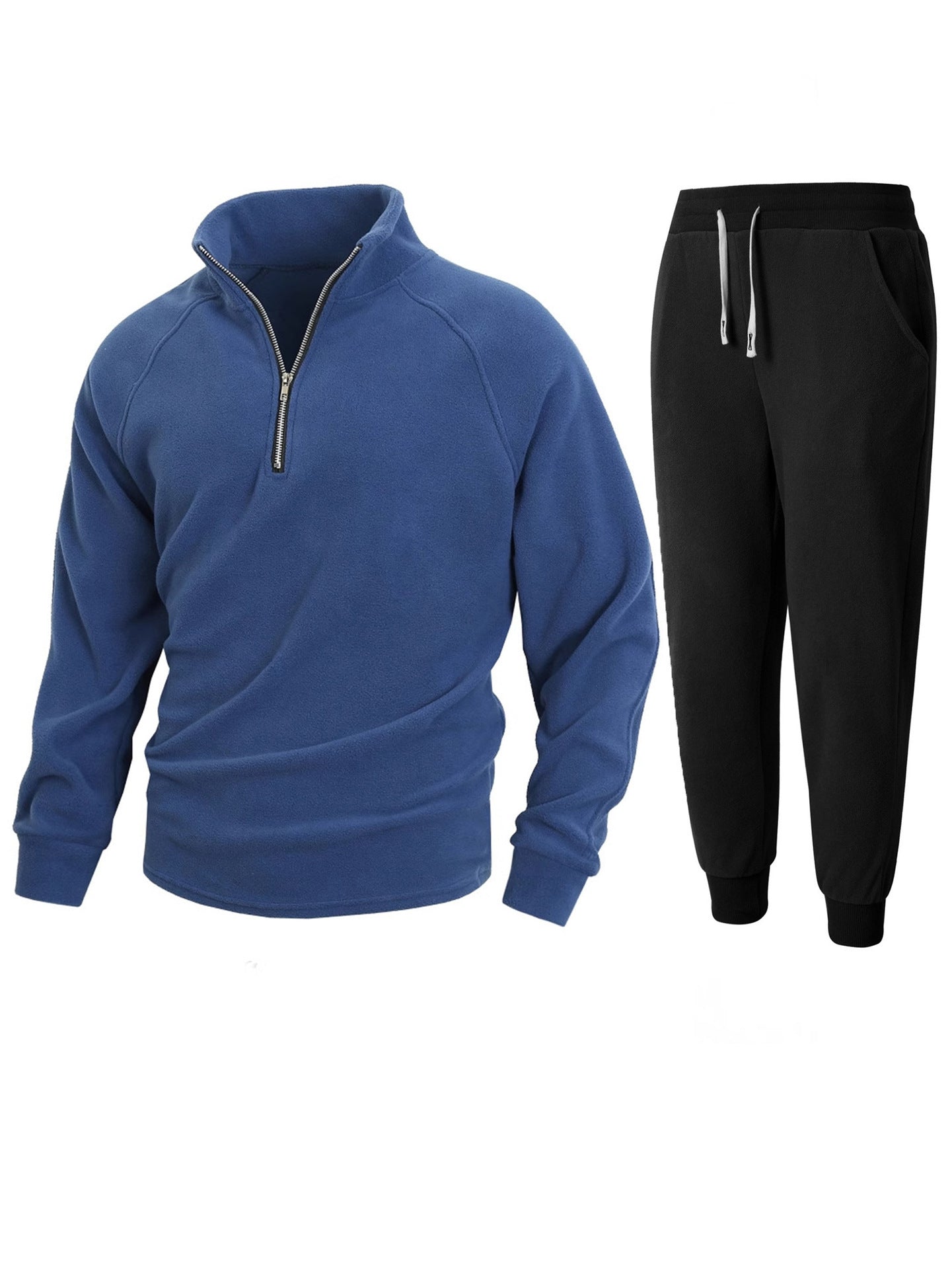 Herren Fleece Oberteil Stehkragen Sportlich Jogginghose