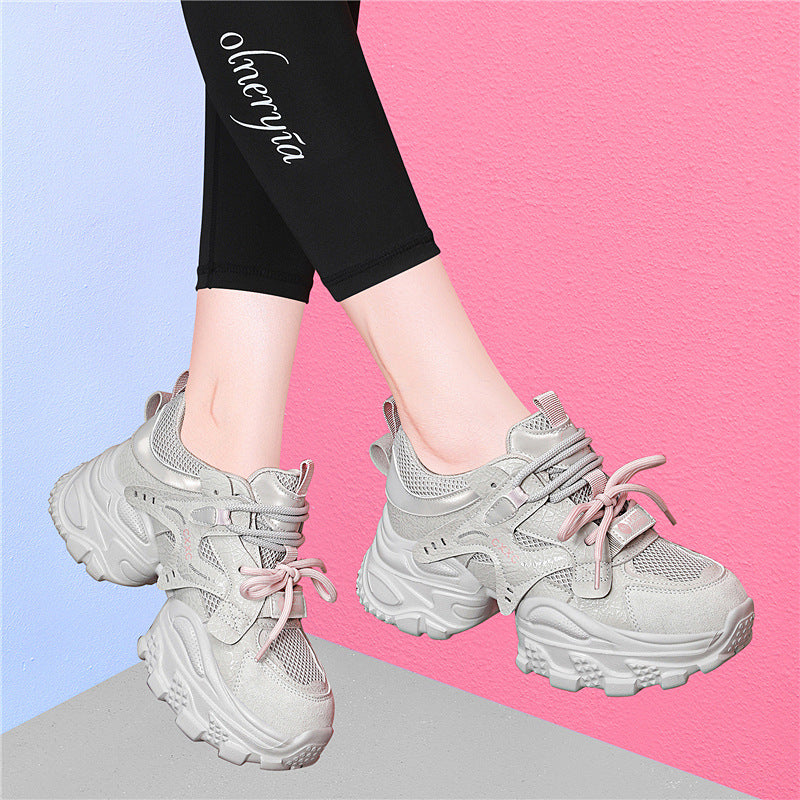 Damen Sneaker Sportlich Chunky Weiche Laufsohlen