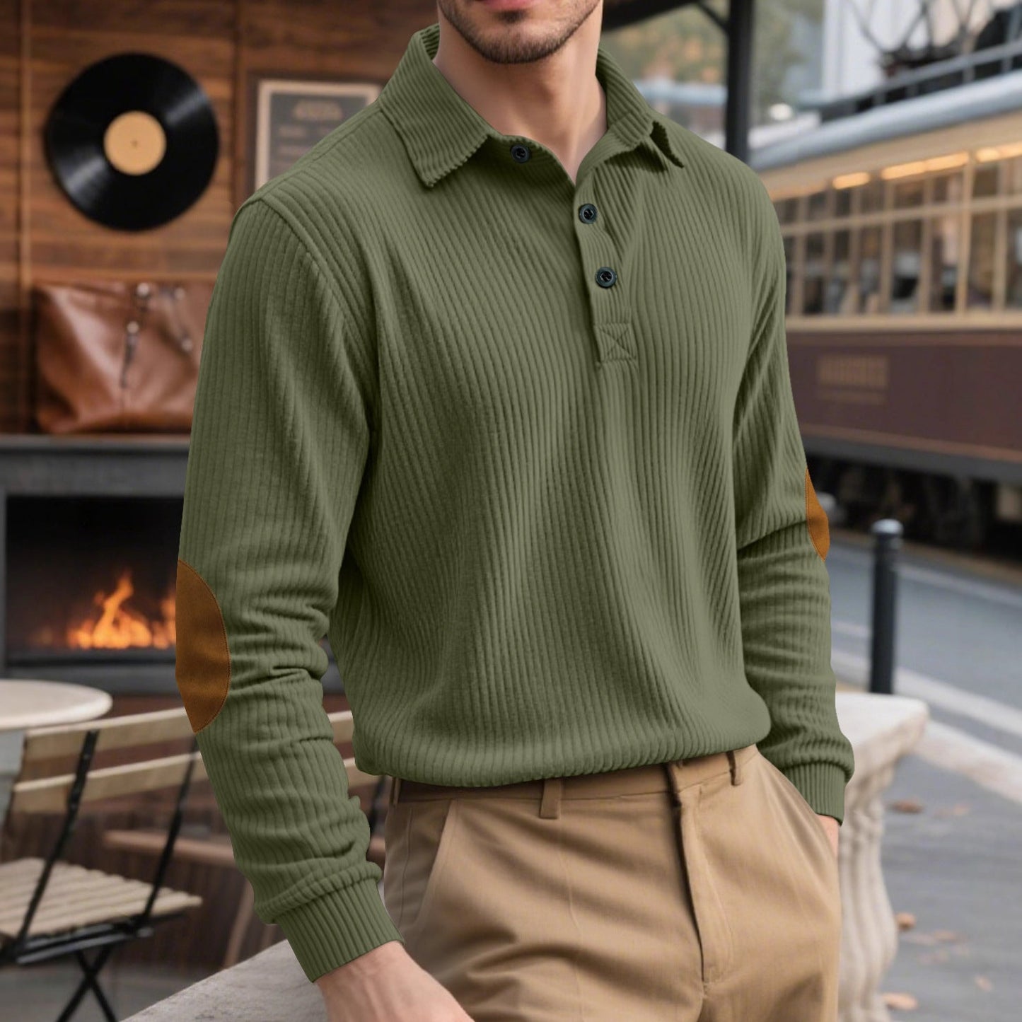 Herren Pullover Klassisch Button Down Modern